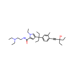 CCN(CC)CCNC(=O)c1cc(C(CC)(CC)c2ccc(C#CC(O)(CC)CC)c(C)c2)cn1CC ZINC001772578491