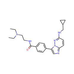 CCN(CC)CCNC(=O)c1ccc(-c2cnc3ccc(NCC4CC4)nn23)cc1 ZINC000058581728