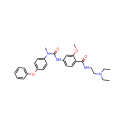 CCN(CC)CCNC(=O)c1ccc(NC(=O)N(C)c2ccc(Oc3ccccc3)cc2)cc1OC ZINC000028380542
