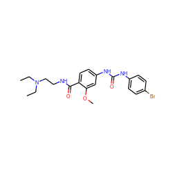 CCN(CC)CCNC(=O)c1ccc(NC(=O)Nc2ccc(Br)cc2)cc1OC ZINC000028385392