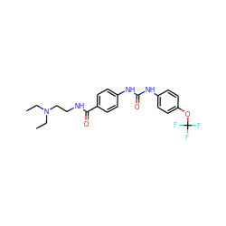 CCN(CC)CCNC(=O)c1ccc(NC(=O)Nc2ccc(OC(F)(F)F)cc2)cc1 ZINC000028383513
