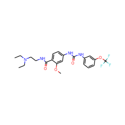 CCN(CC)CCNC(=O)c1ccc(NC(=O)Nc2cccc(OC(F)(F)F)c2)cc1OC ZINC000028383443