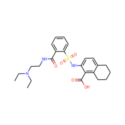 CCN(CC)CCNC(=O)c1ccccc1S(=O)(=O)Nc1ccc2c(c1C(=O)O)CCCC2 ZINC000014964790