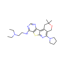 CCN(CC)CCNc1ncnc2c1sc1nc(N3CCCC3)c3c(c12)CC(C)(C)OC3 ZINC000020057171