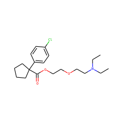 CCN(CC)CCOCCOC(=O)C1(c2ccc(Cl)cc2)CCCC1 ZINC000013737817