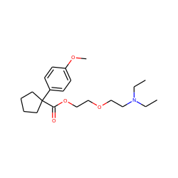 CCN(CC)CCOCCOC(=O)C1(c2ccc(OC)cc2)CCCC1 ZINC000013737818