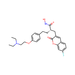 CCN(CC)CCOc1ccc(CC[C@@H](Cc2cc3ccc(F)cc3oc2=O)C(=O)NO)cc1 ZINC000066252831