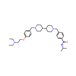 CCN(CC)CCOc1ccc(CN2CCC(C3CCN(Cc4ccc(C(=O)NC(C)C)cc4)CC3)CC2)cc1 ZINC000038408115