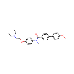 CCN(CC)CCOc1ccc(N(C)C(=O)c2ccc(-c3ccc(OC)cc3)cc2)cc1 ZINC000473092272