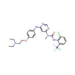 CCN(CC)CCOc1ccc(Nc2cc(N(C)C(=O)Nc3c(Cl)cccc3C(F)(F)F)ncn2)cc1 ZINC000036187639