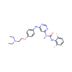 CCN(CC)CCOc1ccc(Nc2cc(N(C)C(=O)Nc3c(F)cccc3F)ncn2)cc1 ZINC000036187628