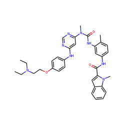 CCN(CC)CCOc1ccc(Nc2cc(N(C)C(=O)Nc3cc(NC(=O)c4cc5ccccc5n4C)ccc3C)ncn2)cc1 ZINC000036187633