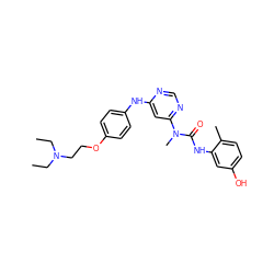 CCN(CC)CCOc1ccc(Nc2cc(N(C)C(=O)Nc3cc(O)ccc3C)ncn2)cc1 ZINC000036187624