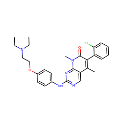 CCN(CC)CCOc1ccc(Nc2ncc3c(C)c(-c4ccccc4Cl)c(=O)n(C)c3n2)cc1 ZINC000028333878