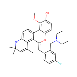 CCN(CC)Cc1cc(F)ccc1/C=C1\Oc2ccc(O)c(OC)c2-c2ccc3c(c21)C(C)=CC(C)(C)N3 ZINC000140370940