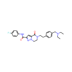 CCN(CC)Cc1ccc(CCN2CCn3nc(C(=O)Nc4ccc(F)cc4)cc3C2=O)cc1 ZINC000038149868