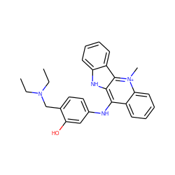 CCN(CC)Cc1ccc(Nc2c3ccccc3[n+](C)c3c2[nH]c2ccccc23)cc1O ZINC000064560428