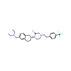 CCN(CC)Cc1ccc2c(c1)CC[C@H](N1CCN(CCc3ccc(C(F)(F)F)cc3)CC1=O)C2 ZINC000028649147