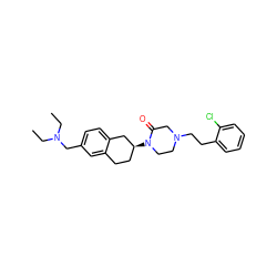 CCN(CC)Cc1ccc2c(c1)CC[C@H](N1CCN(CCc3ccccc3Cl)CC1=O)C2 ZINC000028649139