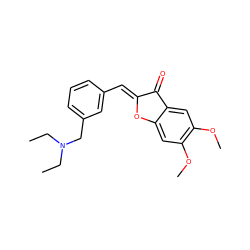 CCN(CC)Cc1cccc(/C=C2\Oc3cc(OC)c(OC)cc3C2=O)c1 ZINC000040980177