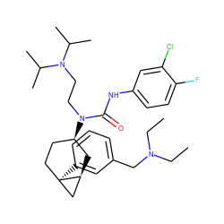 CCN(CC)Cc1cccc([C@]23CC[C@@H](N(CCN(C(C)C)C(C)C)C(=O)Nc4ccc(F)c(Cl)c4)C[C@H]2C3)c1 ZINC000028650165