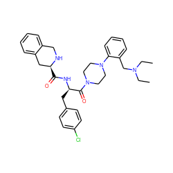 CCN(CC)Cc1ccccc1N1CCN(C(=O)[C@@H](Cc2ccc(Cl)cc2)NC(=O)[C@H]2Cc3ccccc3CN2)CC1 ZINC000027855227