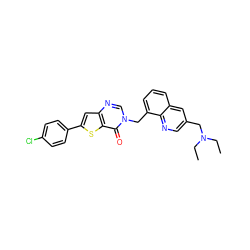 CCN(CC)Cc1cnc2c(Cn3cnc4cc(-c5ccc(Cl)cc5)sc4c3=O)cccc2c1 ZINC000036351783