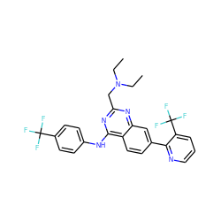 CCN(CC)Cc1nc(Nc2ccc(C(F)(F)F)cc2)c2ccc(-c3ncccc3C(F)(F)F)cc2n1 ZINC000040860186