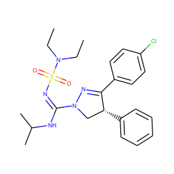 CCN(CC)S(=O)(=O)/N=C(/NC(C)C)N1C[C@@H](c2ccccc2)C(c2ccc(Cl)cc2)=N1 ZINC000028525857