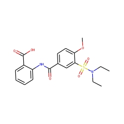 CCN(CC)S(=O)(=O)c1cc(C(=O)Nc2ccccc2C(=O)O)ccc1OC ZINC000001445607