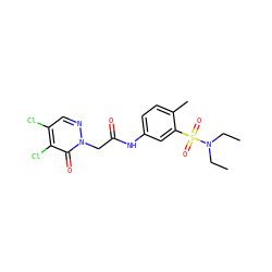 CCN(CC)S(=O)(=O)c1cc(NC(=O)Cn2ncc(Cl)c(Cl)c2=O)ccc1C ZINC000009283152