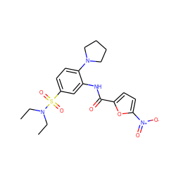 CCN(CC)S(=O)(=O)c1ccc(N2CCCC2)c(NC(=O)c2ccc([N+](=O)[O-])o2)c1 ZINC000009562464