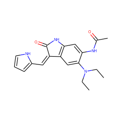 CCN(CC)c1cc2c(cc1NC(C)=O)NC(=O)/C2=C\c1ccc[nH]1 ZINC000473106375