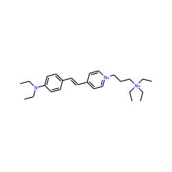 CCN(CC)c1ccc(/C=C/c2cc[n+](CCC[N+](CC)(CC)CC)cc2)cc1 ZINC000002565899