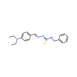 CCN(CC)c1ccc(/C=N/N=C(\S)NCc2ccccc2)cc1 ZINC000013470893