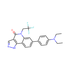 CCN(CC)c1ccc(-c2ccc3c4[nH]ncc4c(=O)n(CC(F)(F)F)c3c2)cc1 ZINC000205095031