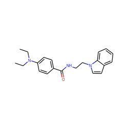 CCN(CC)c1ccc(C(=O)NCCn2ccc3ccccc32)cc1 ZINC000169351781