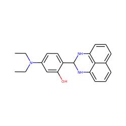 CCN(CC)c1ccc(C2Nc3cccc4cccc(c34)N2)c(O)c1 ZINC000001740248