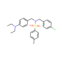 CCN(CC)c1ccc(CN(Cc2ccc(Cl)cc2)S(=O)(=O)c2ccc(C)cc2)cc1 ZINC000095588354