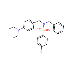 CCN(CC)c1ccc(CN(Cc2ccccc2)S(=O)(=O)c2ccc(Cl)cc2)cc1 ZINC000095586068