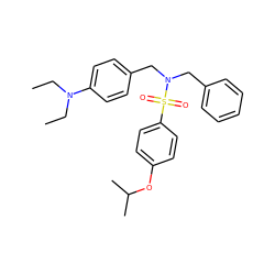 CCN(CC)c1ccc(CN(Cc2ccccc2)S(=O)(=O)c2ccc(OC(C)C)cc2)cc1 ZINC000095590710