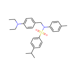 CCN(CC)c1ccc(CN(c2ccc(C)cc2)S(=O)(=O)c2ccc(C(C)C)cc2)cc1 ZINC000095581217