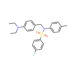 CCN(CC)c1ccc(CN(c2ccc(C)cc2)S(=O)(=O)c2ccc(F)cc2)cc1 ZINC000095581748