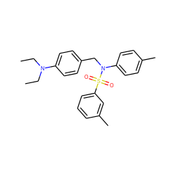 CCN(CC)c1ccc(CN(c2ccc(C)cc2)S(=O)(=O)c2cccc(C)c2)cc1 ZINC000095583526