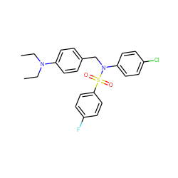 CCN(CC)c1ccc(CN(c2ccc(Cl)cc2)S(=O)(=O)c2ccc(F)cc2)cc1 ZINC000095580700