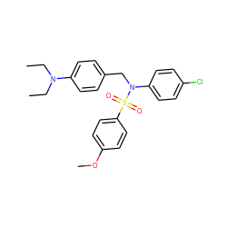 CCN(CC)c1ccc(CN(c2ccc(Cl)cc2)S(=O)(=O)c2ccc(OC)cc2)cc1 ZINC000095583228