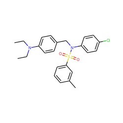 CCN(CC)c1ccc(CN(c2ccc(Cl)cc2)S(=O)(=O)c2cccc(C)c2)cc1 ZINC000095585007