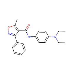 CCN(CC)c1ccc(NC(=O)c2c(-c3ccccc3)noc2C)cc1 ZINC000000205125