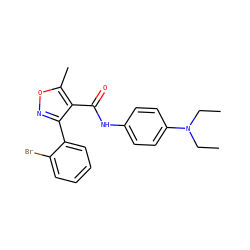 CCN(CC)c1ccc(NC(=O)c2c(-c3ccccc3Br)noc2C)cc1 ZINC000028129049