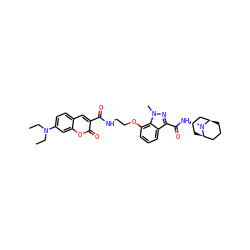 CCN(CC)c1ccc2cc(C(=O)NCCOc3cccc4c(C(=O)N[C@H]5C[C@@H]6CCC[C@H](C5)N6C)nn(C)c34)c(=O)oc2c1 ZINC000103225009